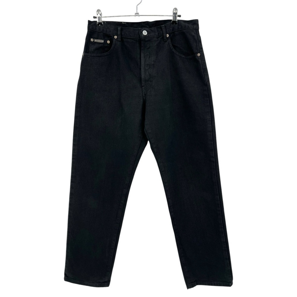 CK Calvin Klein Jeans Vintage Leather Patch Tapered 90's Classic Black Jeans 13